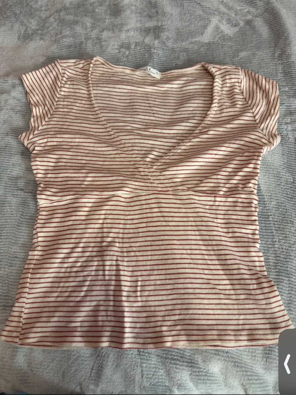 Striped Pink & White Women's V-Neck Top